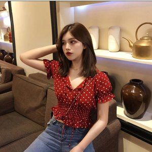 Polka Dot Red Blouse